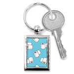 Roller Tissue White Blue Restroom Key Chains (Rectangle)  Front