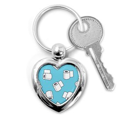 Roller Tissue White Blue Restroom Key Chains (heart) 