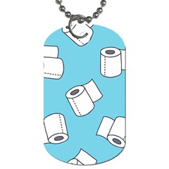 Roller Tissue White Blue Restroom Dog Tag (two Sides) by Mariart