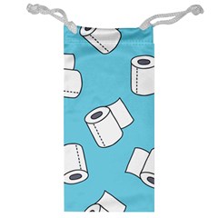 Roller Tissue White Blue Restroom Jewelry Bag by Mariart