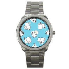 Roller Tissue White Blue Restroom Sport Metal Watch by Mariart