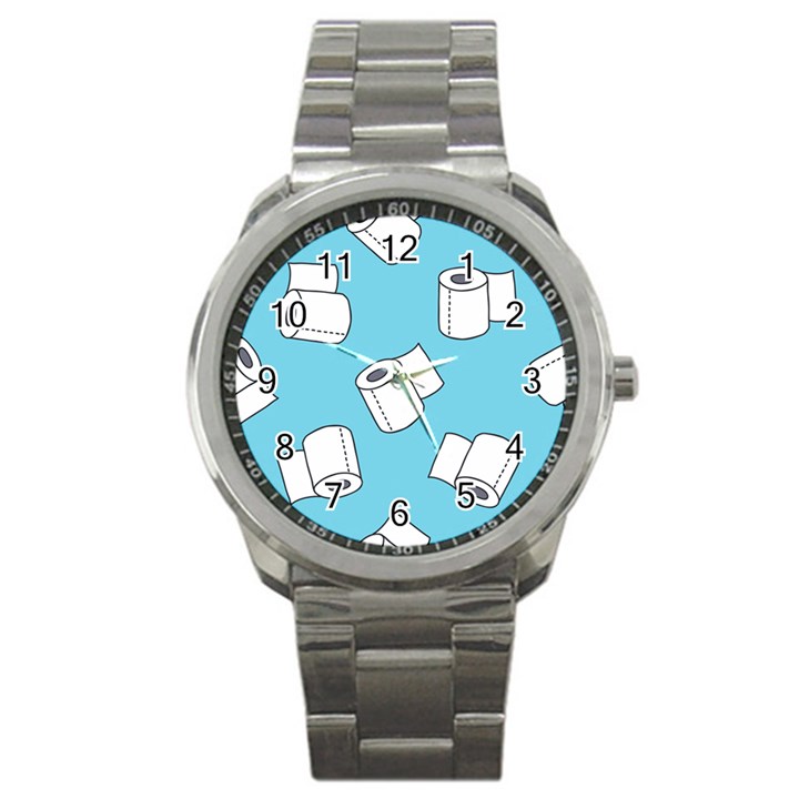 Roller Tissue White Blue Restroom Sport Metal Watch