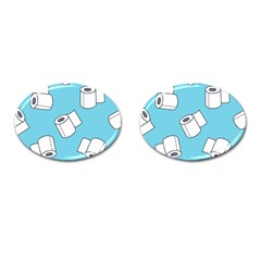 Roller Tissue White Blue Restroom Cufflinks (oval) by Mariart