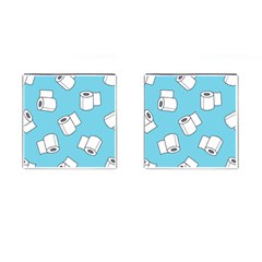 Roller Tissue White Blue Restroom Cufflinks (square) by Mariart