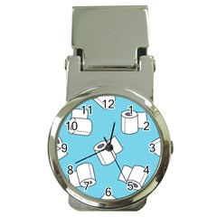 Roller Tissue White Blue Restroom Money Clip Watches by Mariart