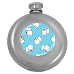 Roller Tissue White Blue Restroom Round Hip Flask (5 oz) Front