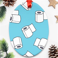 Roller Tissue White Blue Restroom Oval Ornament (two Sides) by Mariart