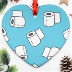 Roller Tissue White Blue Restroom Heart Ornament (Two Sides) Front