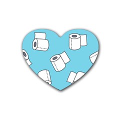 Roller Tissue White Blue Restroom Rubber Coaster (heart) 