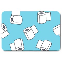 Roller Tissue White Blue Restroom Large Doormat  by Mariart