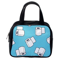 Roller Tissue White Blue Restroom Classic Handbags (one Side) by Mariart