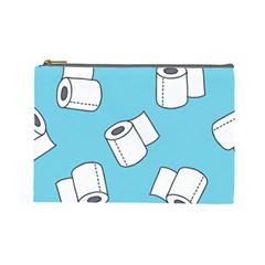 Roller Tissue White Blue Restroom Cosmetic Bag (large)  by Mariart