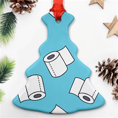 Roller Tissue White Blue Restroom Christmas Tree Ornament (two Sides) by Mariart