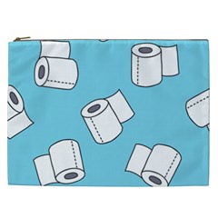 Roller Tissue White Blue Restroom Cosmetic Bag (xxl)  by Mariart