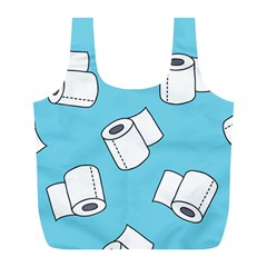 Roller Tissue White Blue Restroom Full Print Recycle Bags (l)  by Mariart