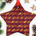 Linje Chevron Blue Yellow Brown Ornament (Star) Front