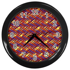 Linje Chevron Blue Yellow Brown Wall Clocks (black) by Mariart