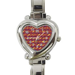 Linje Chevron Blue Yellow Brown Heart Italian Charm Watch