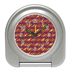 Linje Chevron Blue Yellow Brown Travel Alarm Clocks