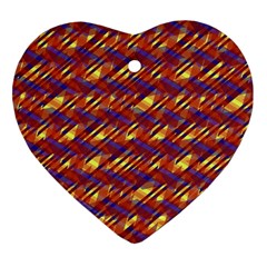 Linje Chevron Blue Yellow Brown Heart Ornament (two Sides)