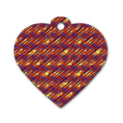 Linje Chevron Blue Yellow Brown Dog Tag Heart (one Side)