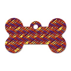 Linje Chevron Blue Yellow Brown Dog Tag Bone (one Side)