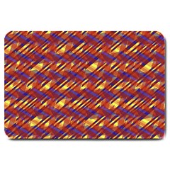 Linje Chevron Blue Yellow Brown Large Doormat  by Mariart