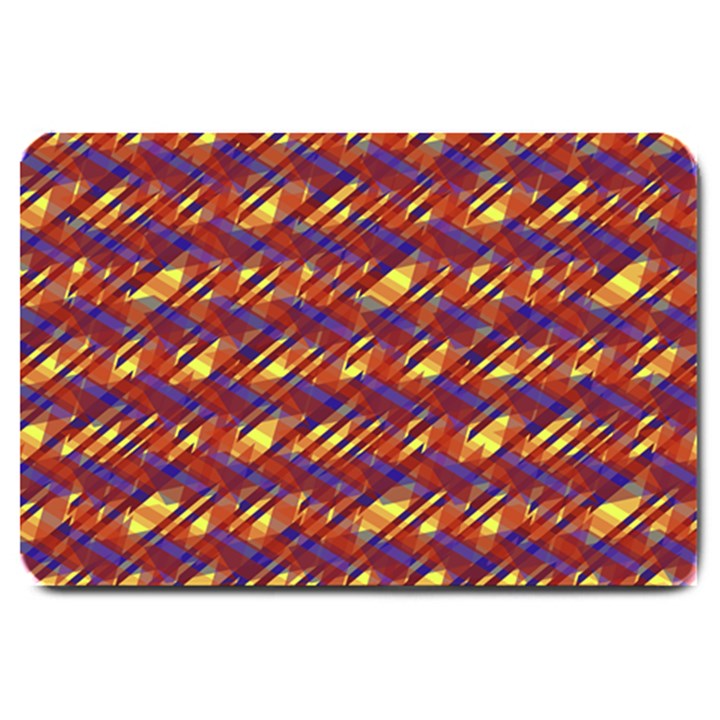 Linje Chevron Blue Yellow Brown Large Doormat 