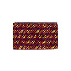 Linje Chevron Blue Yellow Brown Cosmetic Bag (small)  by Mariart