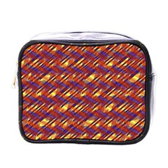 Linje Chevron Blue Yellow Brown Mini Toiletries Bags