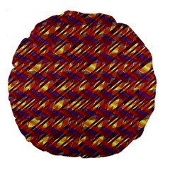 Linje Chevron Blue Yellow Brown Large 18  Premium Round Cushions