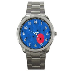 Pink Umbrella Red Blue Sport Metal Watch by Mariart