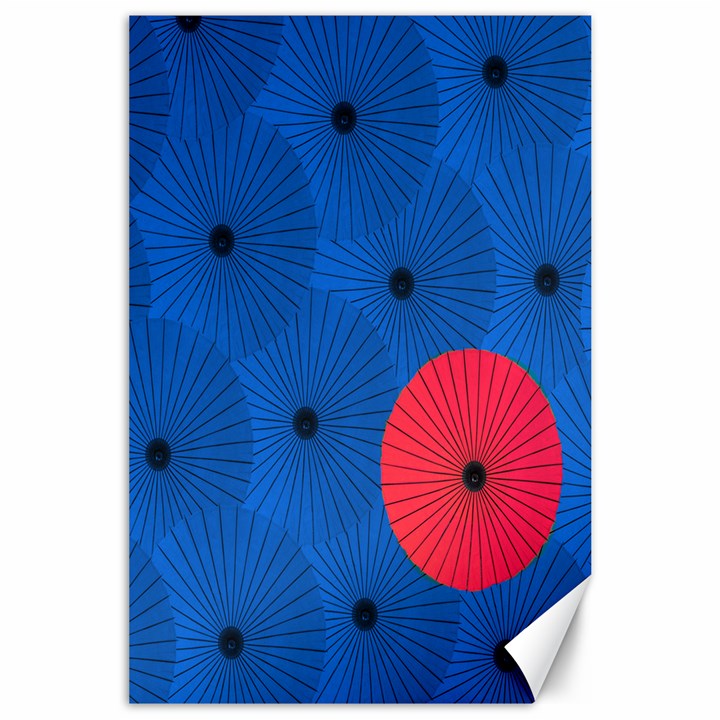 Pink Umbrella Red Blue Canvas 24  x 36 