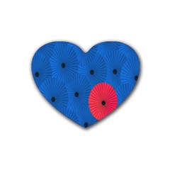 Pink Umbrella Red Blue Rubber Coaster (heart) 