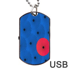 Pink Umbrella Red Blue Dog Tag Usb Flash (two Sides)