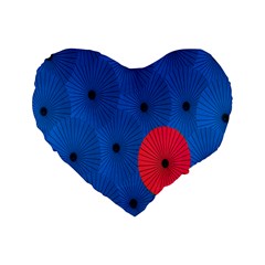 Pink Umbrella Red Blue Standard 16  Premium Flano Heart Shape Cushions