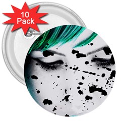 Beauty Woman Close Up Artistic Portrait 3  Buttons (10 Pack)  by dflcprints