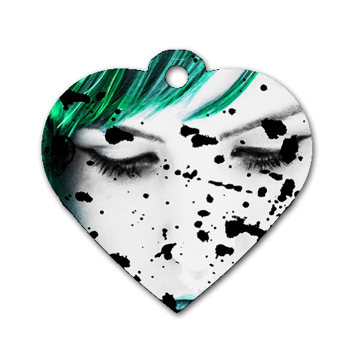 Beauty Woman Close Up Artistic Portrait Dog Tag Heart (One Side)