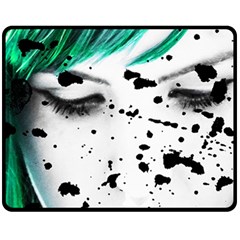 Beauty Woman Close Up Artistic Portrait Fleece Blanket (medium)  by dflcprints