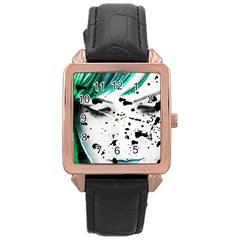 Beauty Woman Close Up Artistic Portrait Rose Gold Leather Watch  by dflcprints