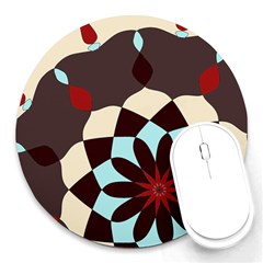 Red And Black Flower Pattern Round Mousepads by digitaldivadesigns