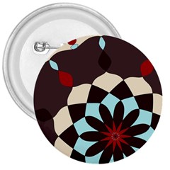 Red And Black Flower Pattern 3  Buttons by digitaldivadesigns