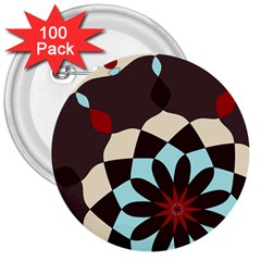 Red And Black Flower Pattern 3  Buttons (100 Pack)  by digitaldivadesigns