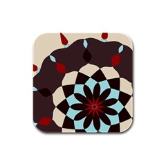 Red And Black Flower Pattern Rubber Square Coaster (4 Pack)  by digitaldivadesigns