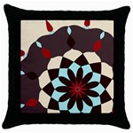 Red and Black Flower Pattern Throw Pillow Case (Black) Front