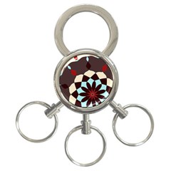 Red And Black Flower Pattern 3-ring Key Chains by digitaldivadesigns