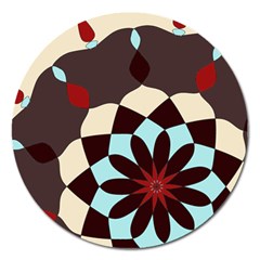 Red And Black Flower Pattern Magnet 5  (round) by digitaldivadesigns