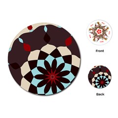 Red And Black Flower Pattern Playing Cards (round)  by digitaldivadesigns