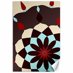 Red And Black Flower Pattern Canvas 24  X 36  by digitaldivadesigns