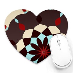 Red And Black Flower Pattern Heart Mousepads by digitaldivadesigns